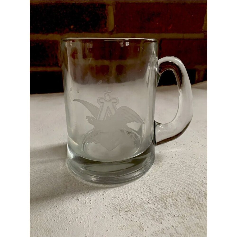 Round Heavy Anheuser Busch Etched Glass‎ Mug